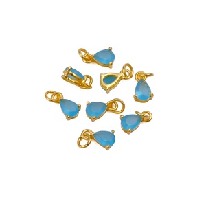 ชุดง่ามพลอยคาลซิโดนีทำด้วยมือพร้อมชุดง่ามชุบทองเครื่องประดับแนวมินิมอลเครื่องประดับขายส่ง - Product Image 5