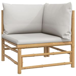 Set Lounge da Giardino in Bambù Grigio Chiaro, 100% Poliestere, Collezione di Arredamento da Esterno Elegante di Media Dimensione - Product Image 4