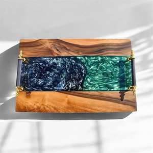 Plateau décoratif en résine de bois, fait main, en époxy, pour table basse, cuisine et salle à manger - Product Image 5