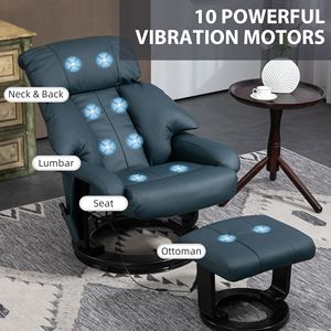 Poltrona Reclinabile Simil-Pelle con Funzione Massaggio, Telecomando, Tasca Laterale per Comfort e Relax, Rivestimento Rimovibile # # # #   Spugna - Product Image 4