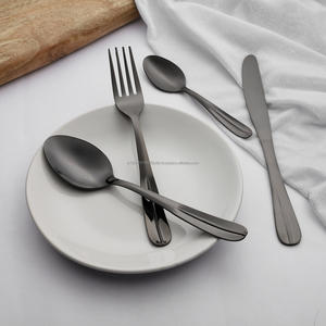 Juego de cubiertos/cubiertos de acero inoxidable Maangdaar PVD negro único al por mayor grado 202/304 cuchara brillante tenedor cuchillo fiestas de bebés - Product Image 1