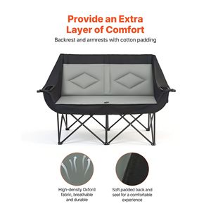 Sedia da Campeggio Oversize per Due Persone, Capacità 660 Libbre, con Doppio Portabicchieri e Porta Calice, Sedia Pieghevole Doppia - Product Image 6