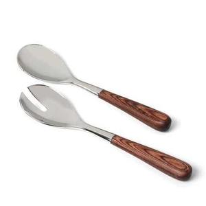 Juego de cuchara y tenedor de acero inoxidable con mango de madera, colección moderna de vajilla para mesa de comedor de Madiha Art And Crafts - Product Image 2