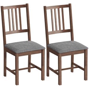 Set di 2 Sedie da Pranzo Grigie Rivestite in Materiale PC con Gambe in Legno di Gomma e Schienale a Doghe per Uso in Cucina - Product Image 2