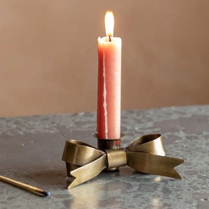 Antique Brass Bow Design <b>Candle</b> Holder Elegant Handmade Decor Piece Perfect for Romantic Ambiance and Festive Home Decor - Product Image 3