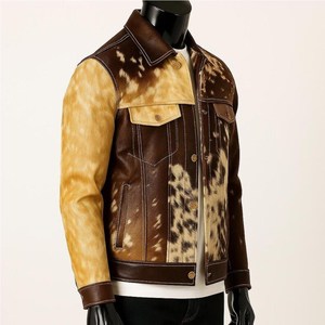 Premium Men's High Quality Genuine Leather Handmade Cowhide Leather <b>Jacket</b> <b>Western</b> Style for Men - Product Image 2