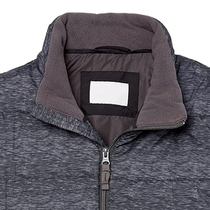 Gilet matelassé gris texturé sans manches, chauffe-corps, veste doudoune tendance pour homme - Product Image 5