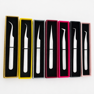 Ensemble de pinces à épiler professionnelles de précision en acier inoxydable pour extensions de cils, pointes courbées, 13 cm, HARRAR GROUP COMPANIES, Premium, colorées - Product Image 4