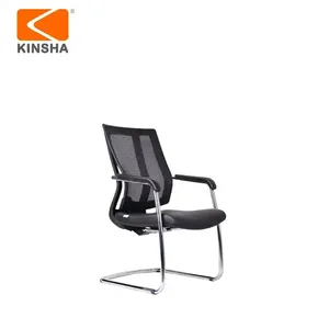 Chaise de bureau moderne KINSHA en maille, pieds chromés, accoudoirs fixes, design ergonomique pivotant pour la maison, le bureau et la chambre - Product Image 3