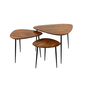 Contemporary Home Metal <b>Nesting</b> <b>Tables</b> With Metal Top Space Saving Design Ideal For Modern Furniture Collection - Product Image 3