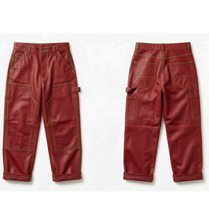 Pantalon de travail droit coupe ample pour homme en similicuir, pantalon en similicuir personnalisé pour homme, bas en PU de bonne qualité, vente chaude - Product Image 4