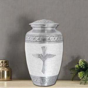 Urna de Cremación Moderna de Aluminio Blanco para Cenizas Humanas, Hecha a Mano y Personalizable, Urna Conmemorativa para Adultos - Product Image 1