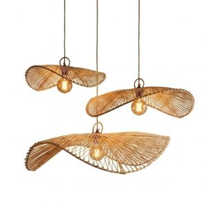 Abat-jour en rotin naturel, lampe suspendue en bambou, couvre-lampes en osier, designs asiatiques modernes écologiques pour la maison, les hôtels, les restaurants - Product Image 1