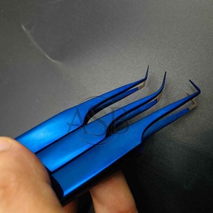 Pince à épiler à poignée rainurée pour faux cils pas cher au détail prix de gros pince à cils en acier inoxydable durable - Product Image 4