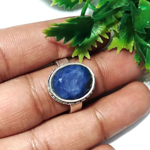Natural Blue Sapphire Gemstone <b>Ring</b>, 925 Sterling <b>Silver</b> Faceted Gemstone <b>Ring</b>, <b>Statement</b> <b>Rings</b>, Handmade Jewelry - Product Image 5