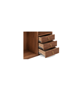Modern Minimalist Wooden <b>Wardrobe</b> with 3 Drawers and 10 Shelves Wall Mount Bedroom Furniture <b>Large</b> Capacity Storage Unit - Product Image 3
