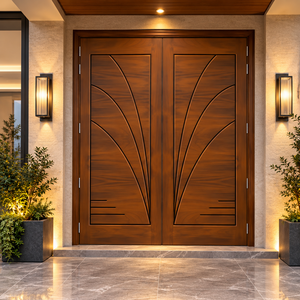 Puerta Doble de Entrada de Madera Sólida Moderna Golden Aero GA-39L, Diseño Art Deco, Puerta Exterior Abatible para Apartamento o Villa de Lujo, Acabado S - Product Image 6