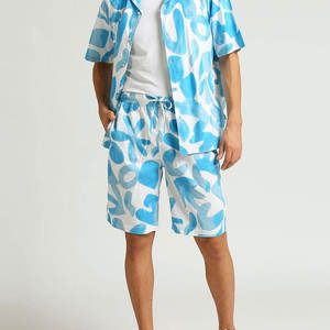 Shorts décontractés en coton pour hommes, imprimés sur toute la surface, avec cordon de serrage, style Bermuda, pour l'été et la plage, streetwear, vente en gros, fabrication - Product Image 4
