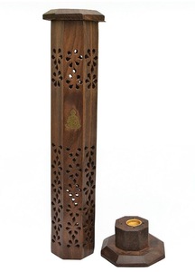 Porta Incienso de Madera de Pino Hecho a Mano, Recolector de Ceniza, Quemador de Incienso Hexagonal para Meditación en el Hogar - Product Image 3