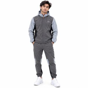 Ensemble veste à capuche légère en nylon et survêtement pour homme, personnalisable, avec fermeture éclair intégrale, respirant, pantalon de survêtement, fournisseur OEM B2B - Product Image 2