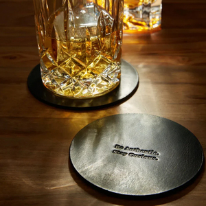 Round Leather Coasters <b>Set</b> With Holder Diamond Pattern Leather Coasters texture <b>grey</b> leather coasters - Product Image 5
