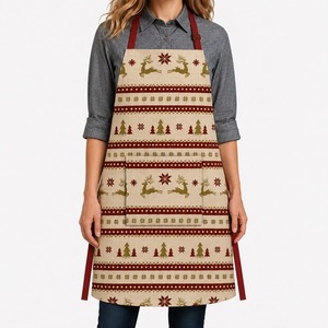 Christmas printed Design <b>Apron</b> soft Premium Quality Bib <b>Kitchen</b> <b>Apron</b> With Pocket Design for Christmas Wholesale Price. - Product Image 1