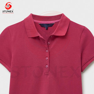เสื้อโปโลสีชมพูสำหรับผู้หญิง ปักโลโก้ได้ ผ้าคอตตอนปิเก้ แขนสั้น สวมใส่สบาย เหมาะสำหรับกอล์ฟ ชุดยูนิฟอร์ม  เสื้อผ้าส่งเสริมการขาย ขายส่ง - Product Image 4