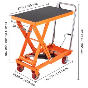 Carrello Elevatore Idraulico Manuale a Forbice Singola, Capacità 1100 libbre, Altezza di Sollevamento 35,4 Pollici, con 4 Ruote Antiscivolo, Nuovo - Product Image 3