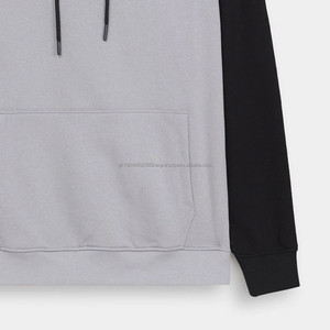 Custom High Quality Heavyweight 100% Cotton <b>Black</b> Hooded Winter Casual Pullover with Digital Printing Pocket Drop Shoulder - Product Image 3