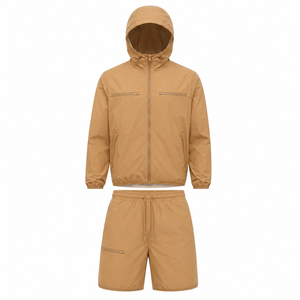 Ensemble de survêtement coupe-vent pour homme OEM, veste et short en nylon Ripstop, ensemble de vêtements de sport pliable pour voyage, fournisseur en gros - Product Image 2