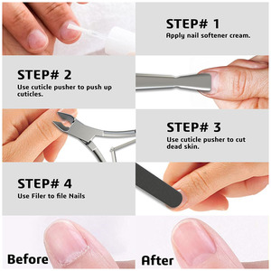 Coupe-cuticules avec repousse-cuticules, pince à cuticules, lames tranchantes en acier inoxydable argenté, outils de manucure - Product Image 4