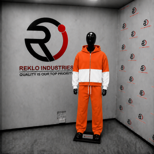 Orange <b>White</b> Color Block Tracksuit <b>Men</b> Full Zip Hoodie With Matching <b>Jogger</b> Pants Premium Two Piece Athletic Sports Outfit Style - Product Image 3
