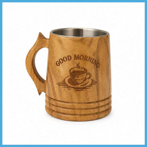 Mug à café en bois écologique personnalisé, bois naturel, fait main, tasse à thé réutilisable, vaisselle de luxe, diamètre 300 mm - Product Image 3