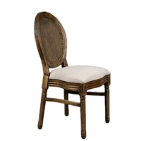 Chaise Louis de style français en gros, dossier en rotin, chaise de salle à manger élégante pour mariage, banquet, événement, restaurant et hôtel