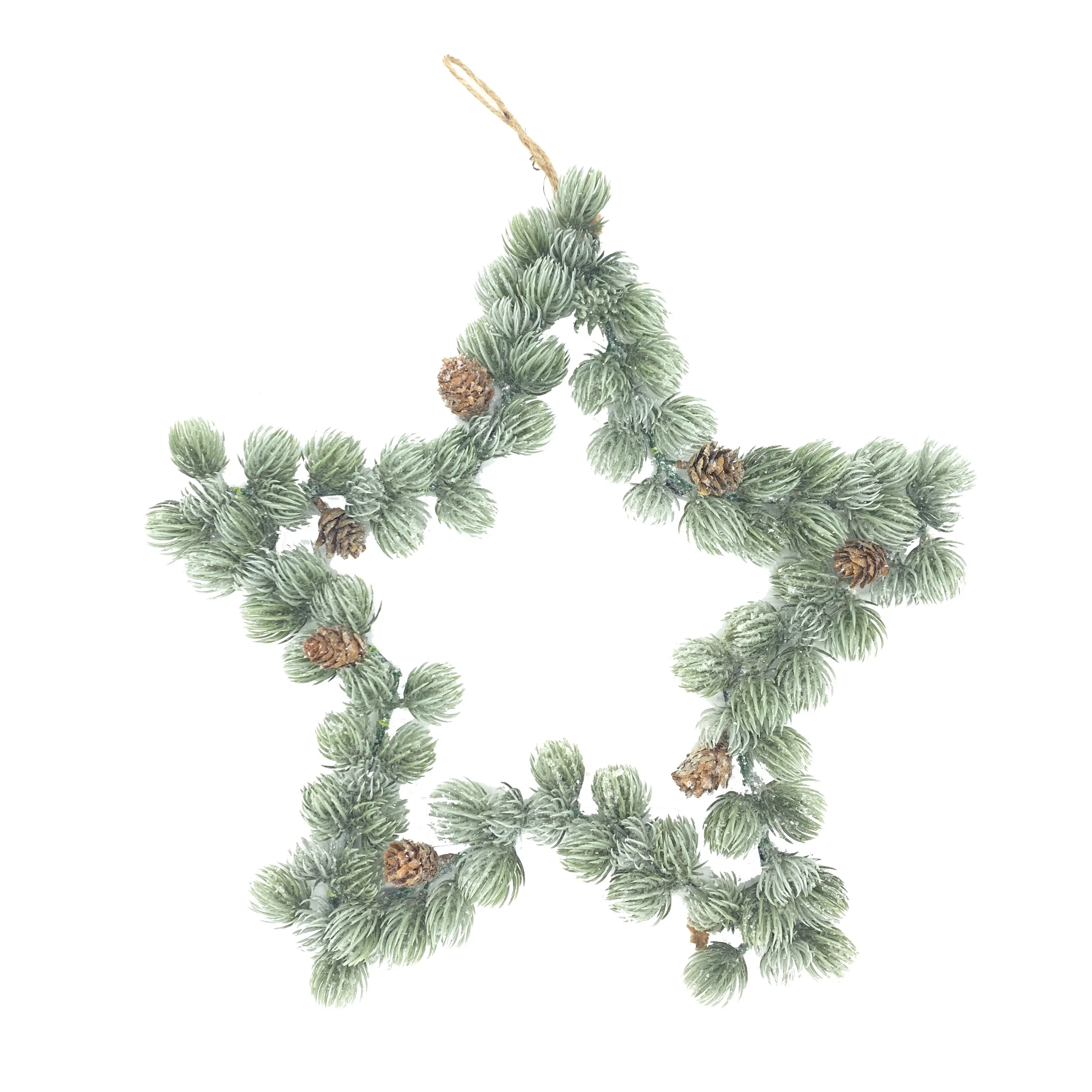 creative PE grey-green Heavy Snow front door star shape Xmas wreaths clear lights Party baby room home decoration