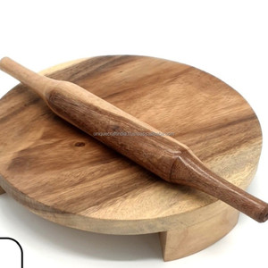 Ensemble Chakla Belan en bois massif, planche ronde à rouler et broche artisanales pour roti, chapati, puri, paratha, utilisation en cuisine et salle à manger - Product Image 5