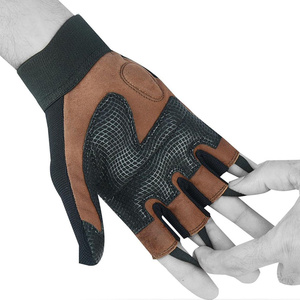 Wholesale Wheelchair User Weight Lifting Cycling Gloves Full Finger Non-Slip Antique Brown Sheep Grain Leather Sports Outdoor - Product Image 2