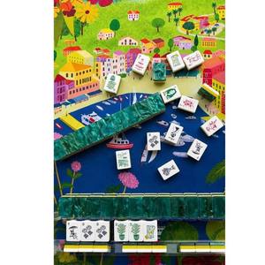 Set di Tessere Mahjong Americane Vintage Multicolore, Smaltate e Incise in Giallo e Marrone per Giochi in Famiglia |   Collezione <span class=keywords><strong>La</strong></span> Dolce <span class=keywords><strong>Vita</strong></span> - Product Image 1