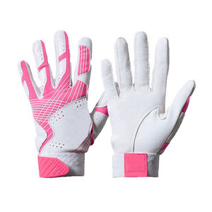 Gants de golf unisexes en polyester à doigts entiers, blancs et roses, antidérapants, avec fermeture auto-agrippante en silicone imprimé, pour l'extérieur, toutes saisons - Product Image 1
