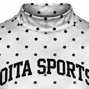Silver Polka Dot Women <b>Mock</b> <b>Neck</b> Short Sleeve T Shirt Slim Fit Stretch Casual Printed <b>Top</b> Fashion Summer Apparel Wholesale - Product Image 3