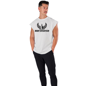 Débardeur blanc sans manches pour homme, coupe décontractée, bords bruts, idéal pour la gym, l'entraînement, l'été, le streetwear et la mode - Product Image 6