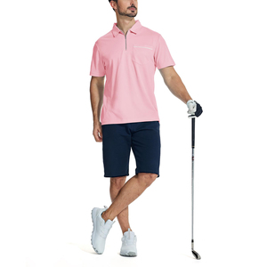 เสื้อเชิ้ตผู้ชายคุณภาพสูงขายส่ง โพลีเอสเตอร์ 100% ระบายอากาศได้ดี สีพื้น ซิป ¼ แขนสั้น รับสกรีนโลโก้ตามแบบ - Product Image 3