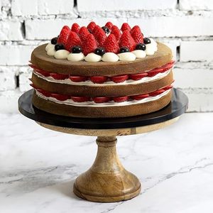 Luxury Handmade Wooden <b>Cake</b> Stand Pedestal Dessert Display Stand Rustic Serving Platter for Weddings Home Kitchen Table <b>Decor</b> - Product Image 3