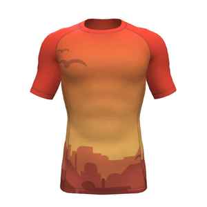 Vente en gros de rashguards personnalisés pour hommes, manches courtes, légers, de haute qualité, rashguards MMA, vêtements de sport de compression unis pour l'entraînement - Product Image 2
