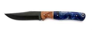 Handcrafted Dark Powder Finish Fixed Utility <b>Tool</b> with <b>Wood</b> Blue Swirl Resin Handle Outdoor Display - Product Image 2