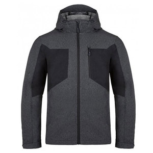 Customized Men's Wholesale Dark Gray & Black Hooded Outdoor Windbreaker <b>Jacket</b> with Zippered Chest Pocket <b>Jacket</b> - Product Image 1
