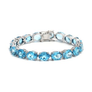 Natural Blue Topaz Stone <b>Bracelet</b> in 925 Sterling Silver Elegant <b>Gemstone</b> Jewelry December Birthstone Gift for Women - Product Image 5
