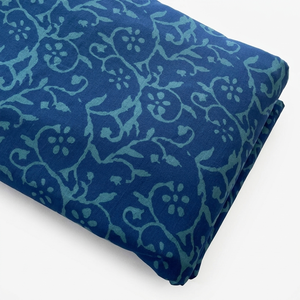 Blue Carded Woven Dobby Cotton Silk Screen Printed Abrasion-Resistant <b>Fabric</b> for Apparel Dresses Scarves Home Decor Wholesale - Product Image 1