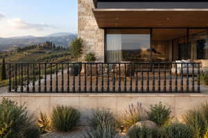 Rampe de balcon minimaliste en fer forgé noir, résistante à la rouille et à l'eau, à montage sur terrasse, pour cour, entrepôt, parc, villa - Product Image 5
