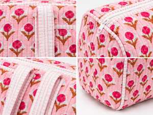 Sac de voyage matelassé en polyester à motif floral VEER HANDIRCRAFTS QB-006, doublure en coton, grande capacité, fermeture éclair - Product Image 4